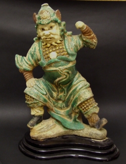 Ming sancai glazed guardian figure - courtesy R&G McPherson Antiques